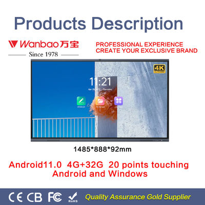 Màn hình phẳng tương tác Android 11 20 điểm cảm ứng cho giáo dục hội nghị